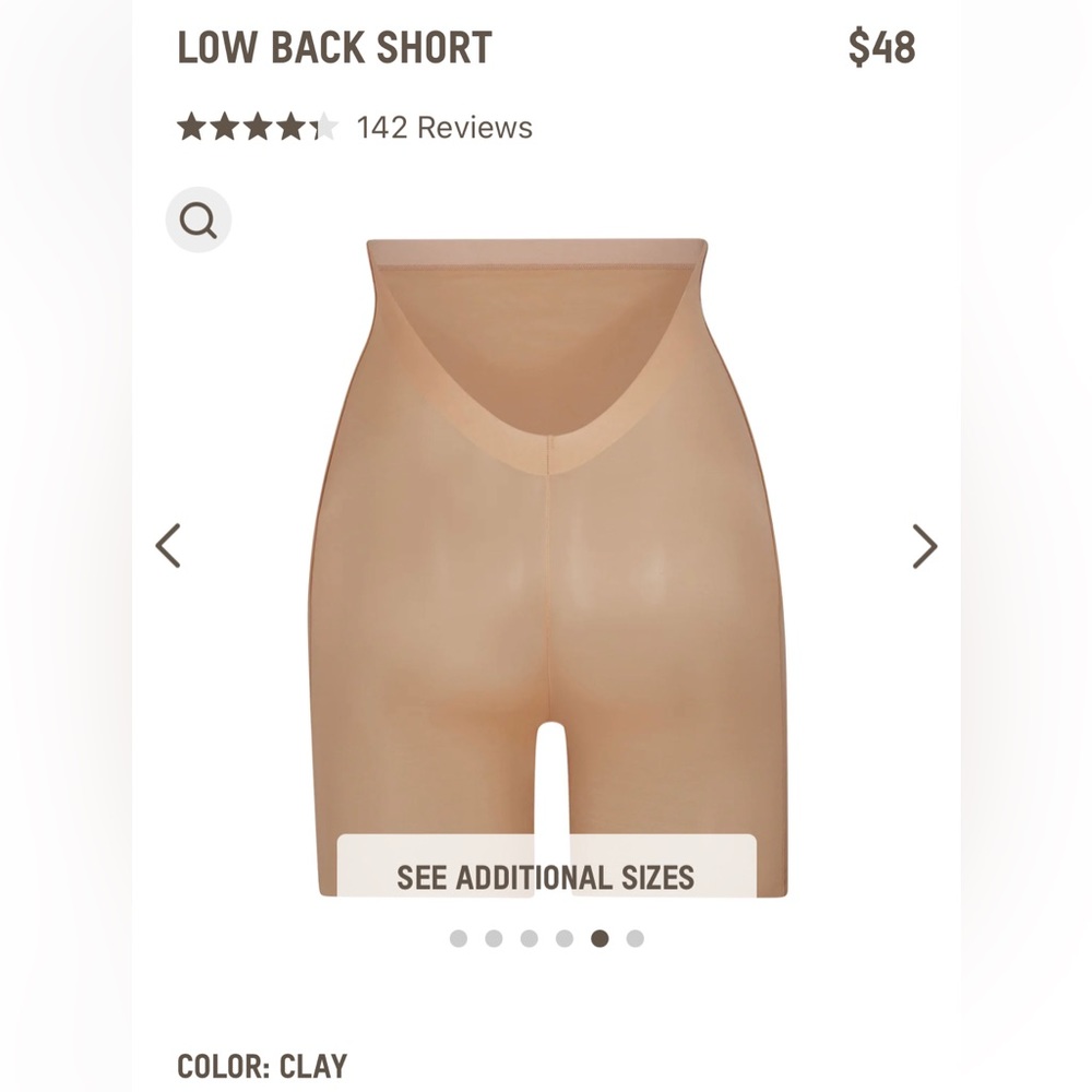 SKIMS barely there low back short size medium color clay
